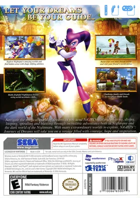 NiGHTS - Journey of Dreams box cover back